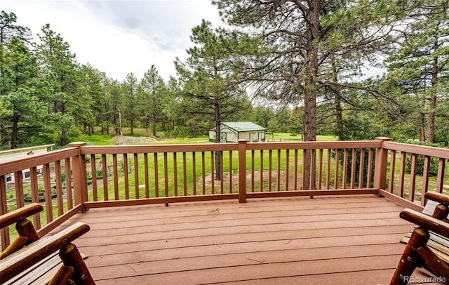 8788 E Tanglewood Rd, Franktown, CO 80116 - deck featuring view of wooded area