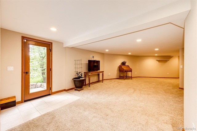 8788 E Tanglewood Rd, Franktown, CO 80116 - basement with carpet, recessed lighting, and baseboards