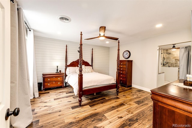 8788 E Tanglewood Rd, Franktown, CO 80116 - bedroom with wood finished floors, baseboards, recessed lighting, and a ceiling fan