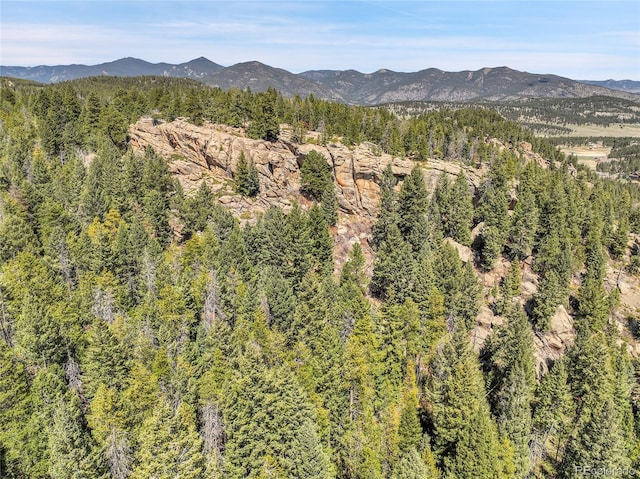 property view of mountains featuring a view of trees