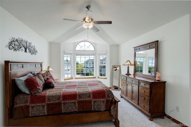 1825 Keota Ln, Superior, CO 80027 - bedroom featuring lofted ceiling, light colored carpet, and a ceiling fan