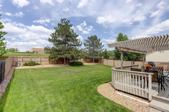 1825 Keota Ln, Superior, CO 80027 - view of yard with a wooden deck and a pergola
