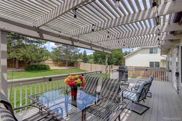 1825 Keota Ln, Superior, CO 80027 - wooden terrace with outdoor dining space, a grill, and a pergola