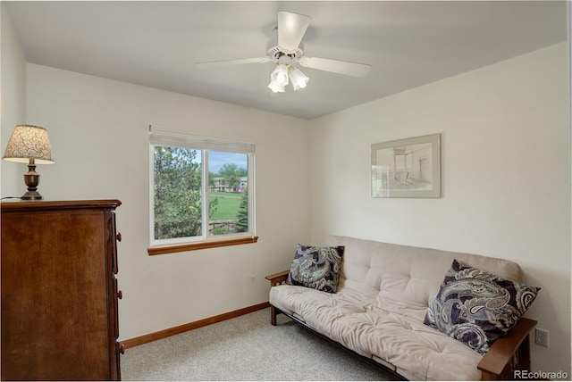1825 Keota Ln, Superior, CO 80027 - living area featuring carpet flooring, baseboards, and ceiling fan