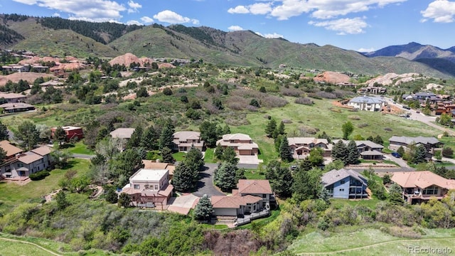 aerial perspective of suburban area with a mountain backdrop