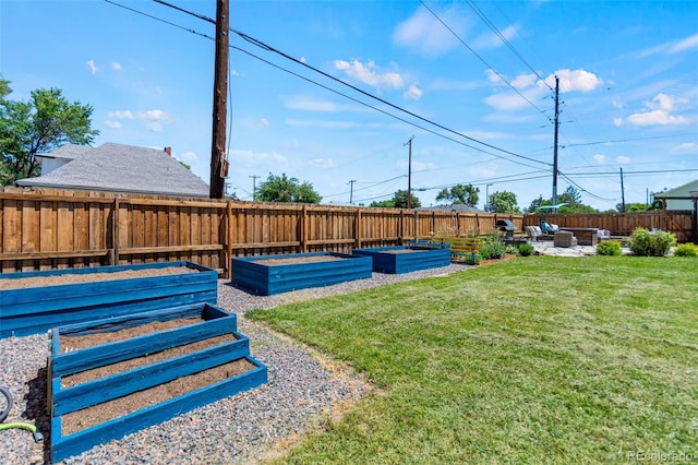 1390 Emporia St, Aurora, CO 80010 - fenced backyard with a vegetable garden and an outdoor living space