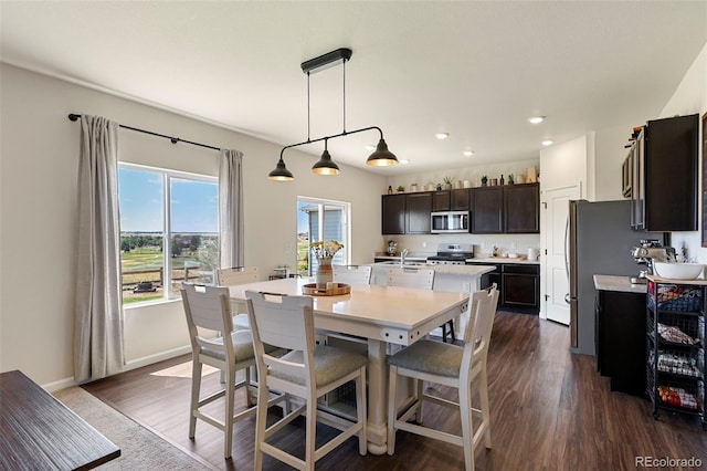 dining room with dark hardwood / wood-style flooring