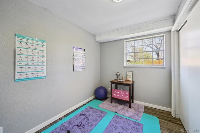 interior space with baseboards and wood finished floors