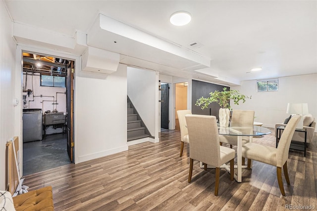7625 Turner Dr, Denver, CO 80221 - dining space featuring stairway and wood finished floors