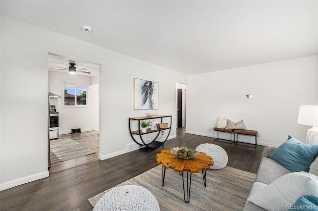 7625 Turner Dr, Denver, CO 80221 - living room featuring wood finished floors and ceiling fan