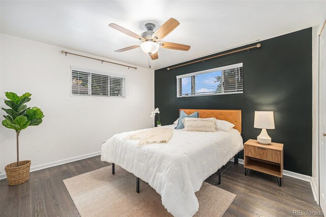 7625 Turner Dr, Denver, CO 80221 - bedroom with wood finished floors and ceiling fan