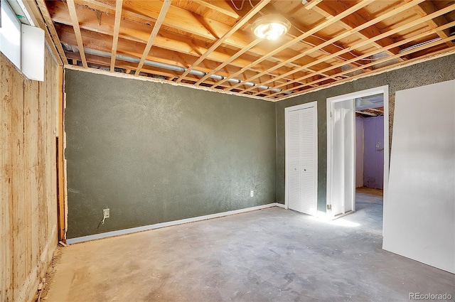 view of unfinished basement