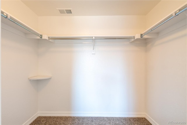 walk in closet with carpet