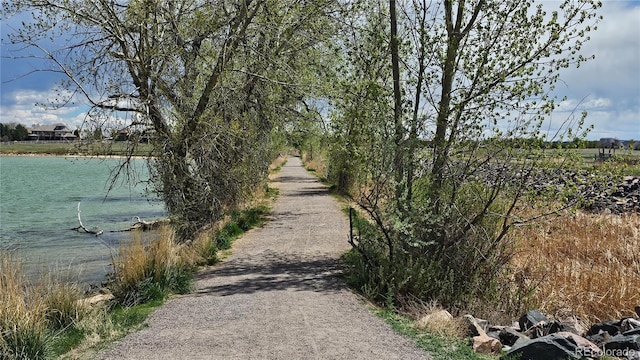 view of road with a water view