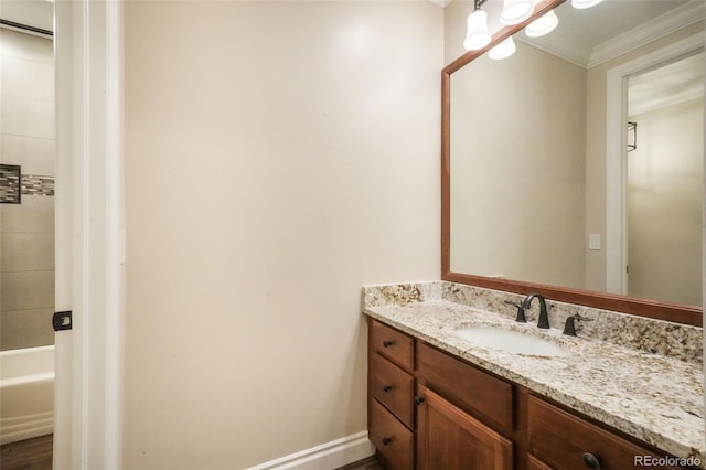 16092 Waving Branch Way, Colorado Springs, CO 80908 - bathroom with vanity and ornamental molding