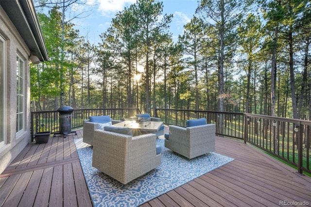 16092 Waving Branch Way, Colorado Springs, CO 80908 - wooden terrace with outdoor lounge area