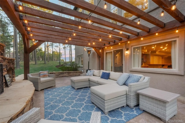 16092 Waving Branch Way, Colorado Springs, CO 80908 - view of patio / terrace with an outdoor living space and a pergola