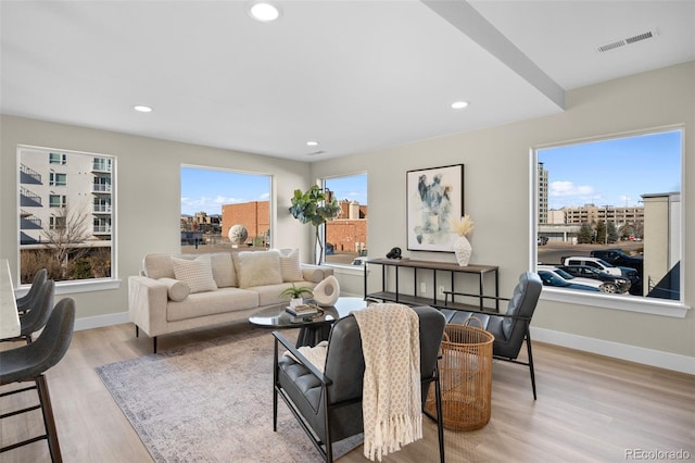 living room featuring light hardwood / wood-style floors