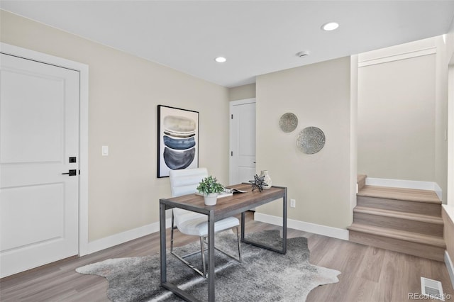 office featuring light wood-type flooring