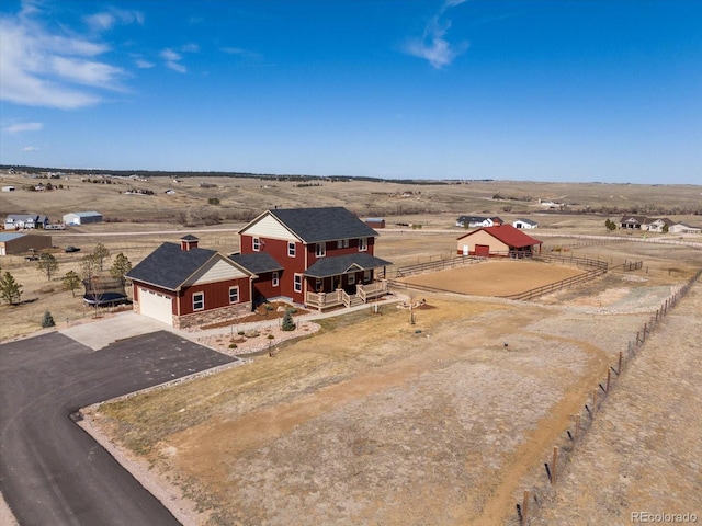 aerial view featuring a rural view