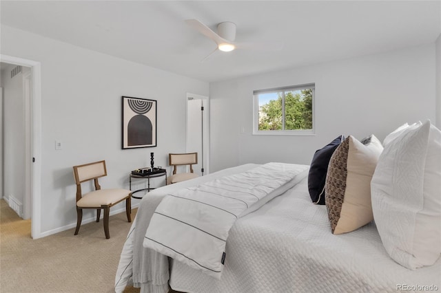 4650 S Idalia St, Aurora, CO 80015 - bedroom with light carpet, baseboards, and a ceiling fan