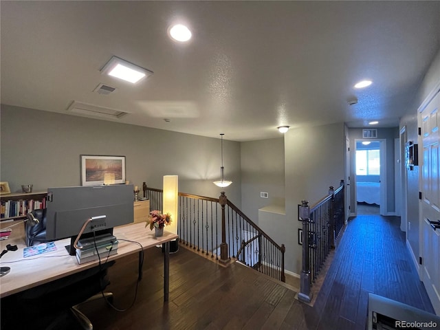 office area with dark wood-type flooring