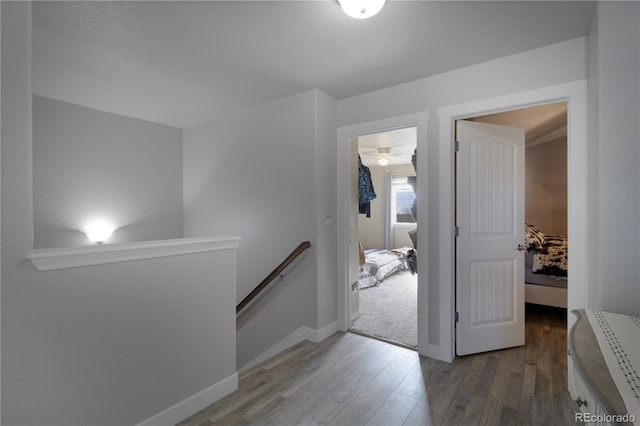 hallway with hardwood / wood-style floors