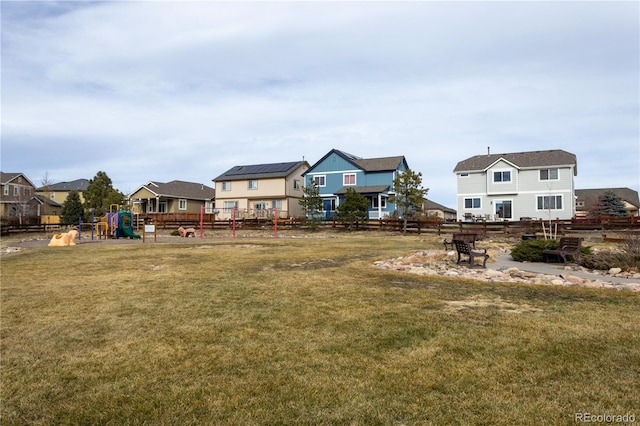 view of yard with a playground