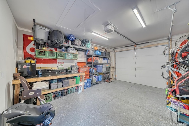 garage with a garage door opener