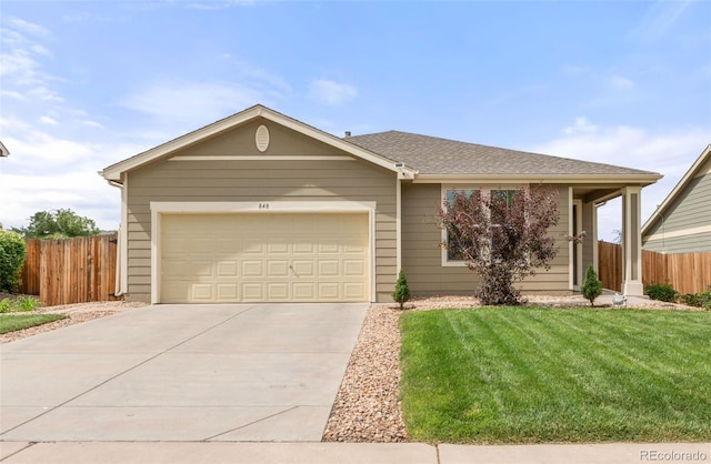 single story home featuring driveway and an attached garage