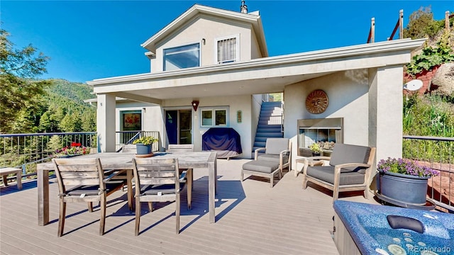 2602 Hidden Valley Rd, Sedalia, CO 80135 - deck with stairs and outdoor dining area