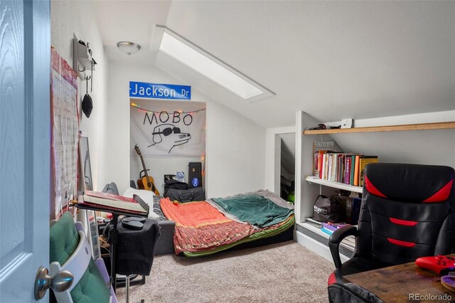 2087 S Grant St, Denver, CO 80210 - carpeted bedroom with lofted ceiling with skylight