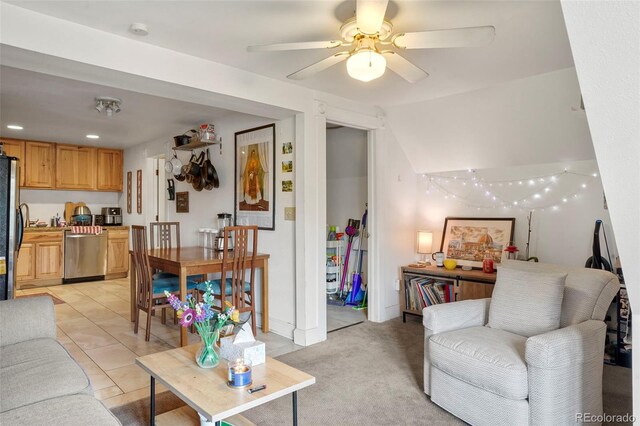 2087 S Grant St, Denver, CO 80210 - living area featuring recessed lighting and a ceiling fan