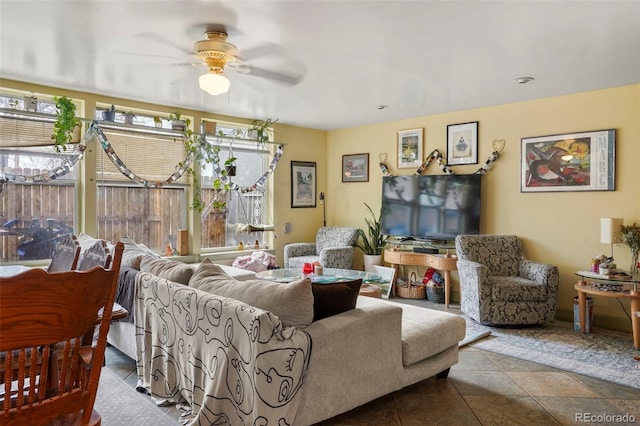2087 S Grant St, Denver, CO 80210 - living room with a ceiling fan and plenty of natural light
