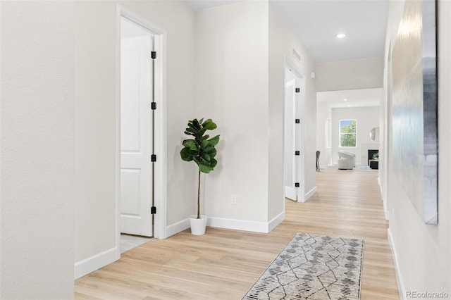 5970 S Platte Canyon Dr, Littleton, CO 80123 - hall featuring light wood-style flooring, baseboards, and recessed lighting