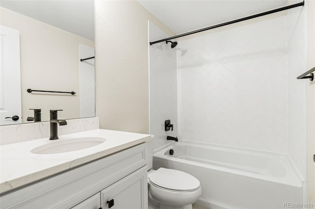 5970 S Platte Canyon Dr, Littleton, CO 80123 - bathroom with vanity, toilet, and shower / washtub combination