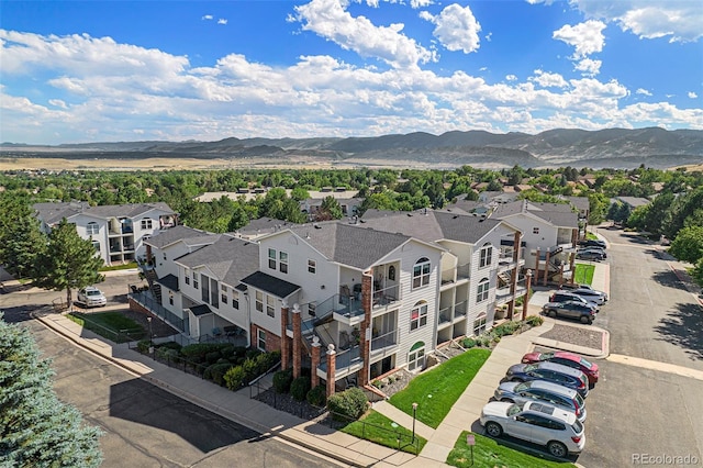 bird's eye view featuring a mountain view