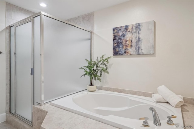 300 Hudson St Unit 109, Denver, CO 80220 - bathroom with a stall shower, a bath, and recessed lighting