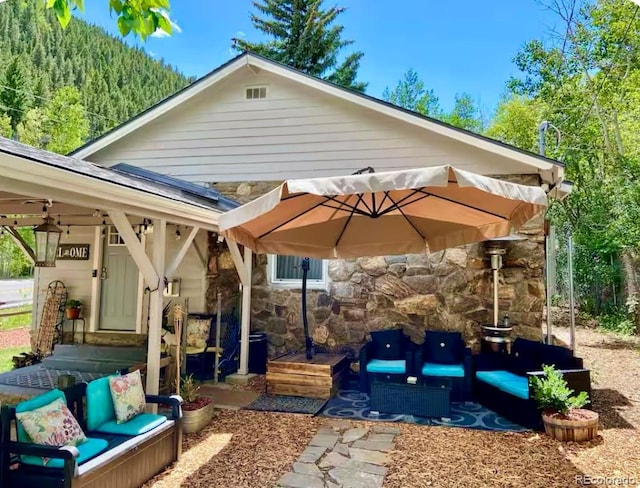 view of patio with outdoor lounge area