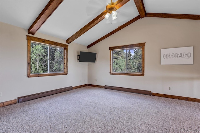 1424 Bluestem Way, Fairplay, CO 80440 - spare room featuring baseboard heating, carpet floors, and healthy amount of natural light
