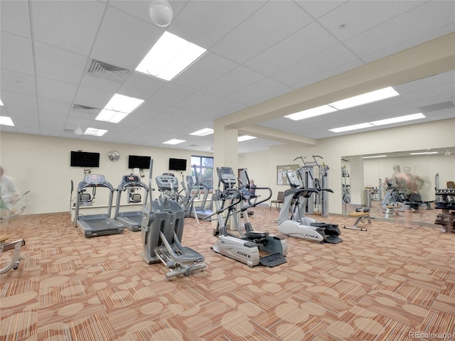3144 S Wheeling Way Unit 206, Aurora, CO 80014 - exercise room with carpet floors and a drop ceiling