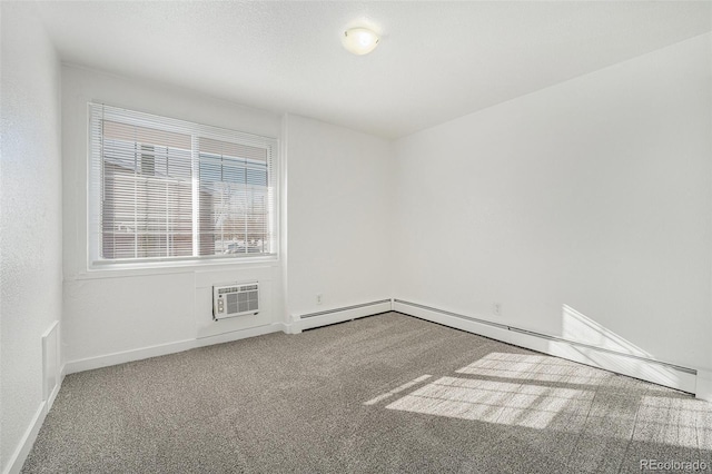 unfurnished room featuring carpet and a wall mounted air conditioner