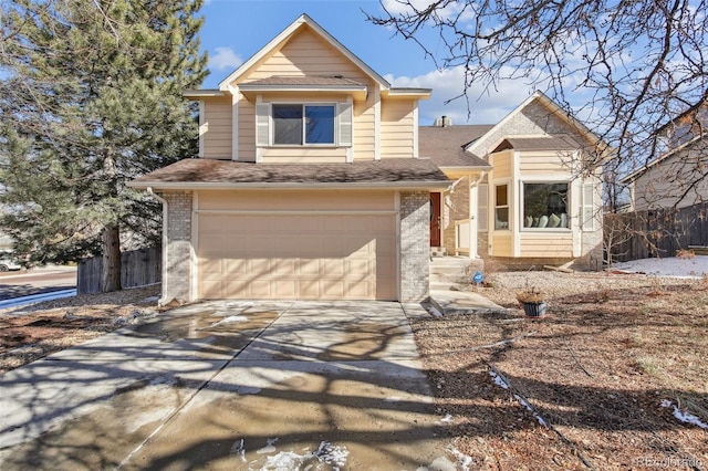 view of front of property featuring a garage