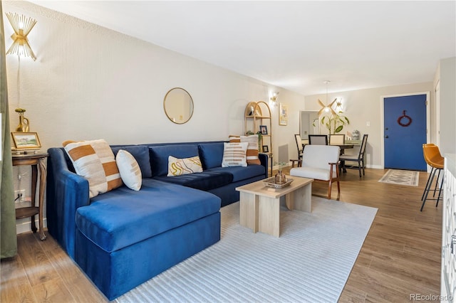 living room with hardwood / wood-style floors