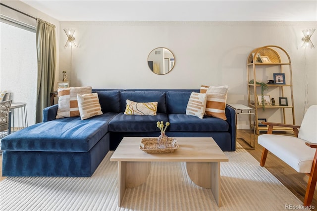 living room with light wood-type flooring