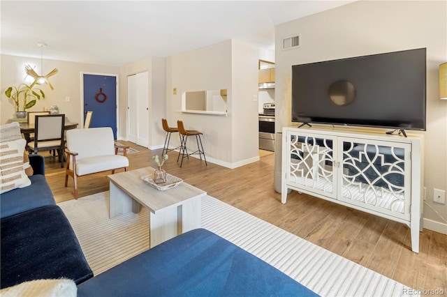 living room featuring light hardwood / wood-style flooring