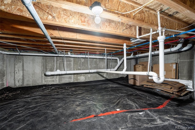 basement with water heater