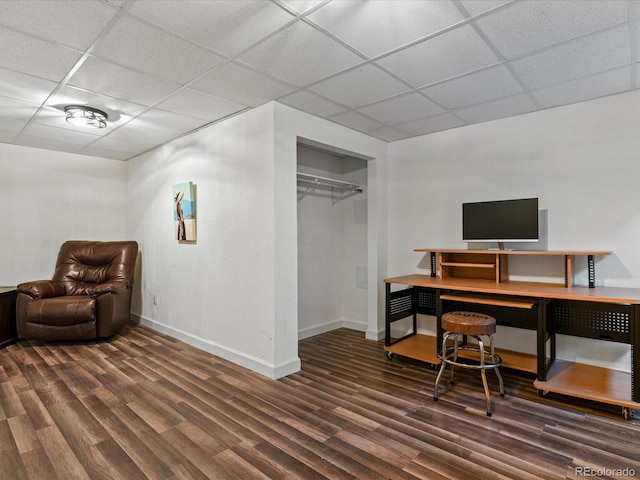 885 Sage Sparrow Cir, Highlands Ranch, CO 80129 - home office featuring a paneled ceiling and wood finished floors