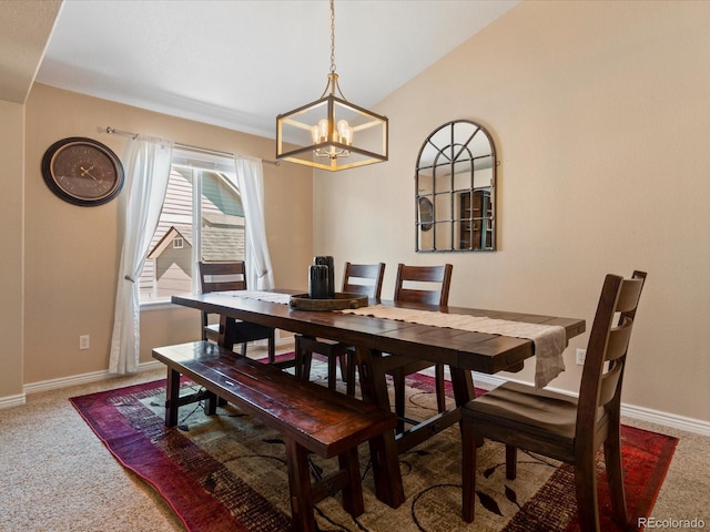 885 Sage Sparrow Cir, Highlands Ranch, CO 80129 - carpeted dining room with a chandelier and vaulted ceiling