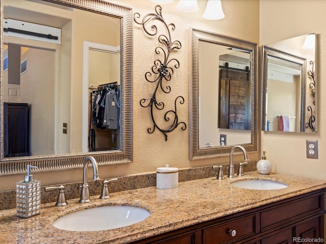 885 Sage Sparrow Cir, Highlands Ranch, CO 80129 - full bathroom with double vanity and a textured wall